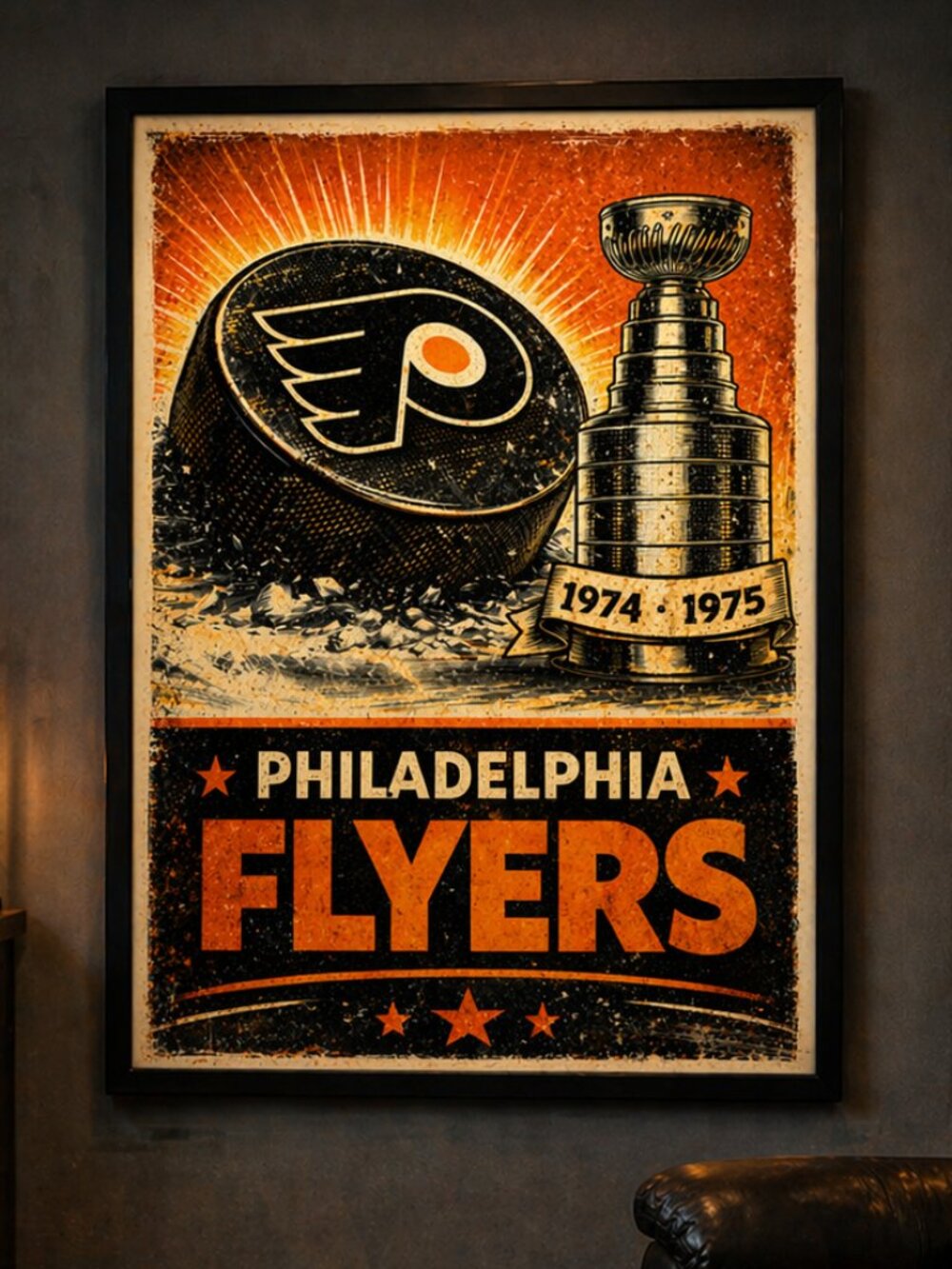 Philadelphia Flyers Stanley Cup Framed Wall Art | 13x19 Vintage Hockey Decor